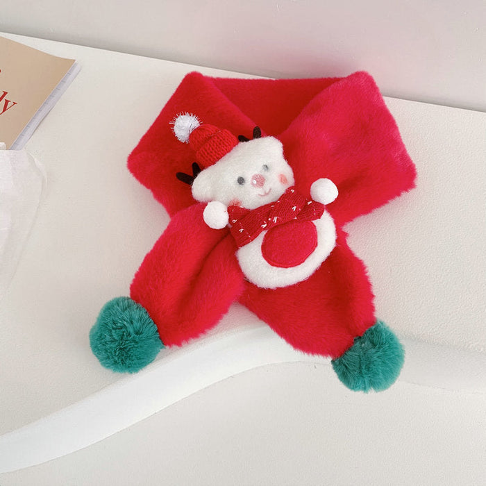 Wholesale Christmas snow Bear Plush children scarf JDC-SC-LH014 scarf 旅禾 RED Wholesale Jewelry JoyasDeChina Joyas De China