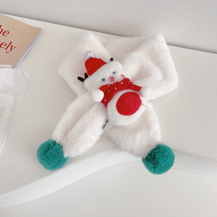 Wholesale Christmas snow Bear Plush children scarf JDC-SC-LH014 scarf 旅禾 WHITE Wholesale Jewelry JoyasDeChina Joyas De China