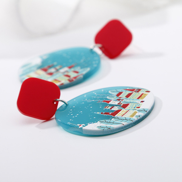 Wholesale christmas snowflake acrylic earrings in Europe and America JDC-ES-YN107 Earrings JoyasDeChina Wholesale Jewelry JoyasDeChina Joyas De China