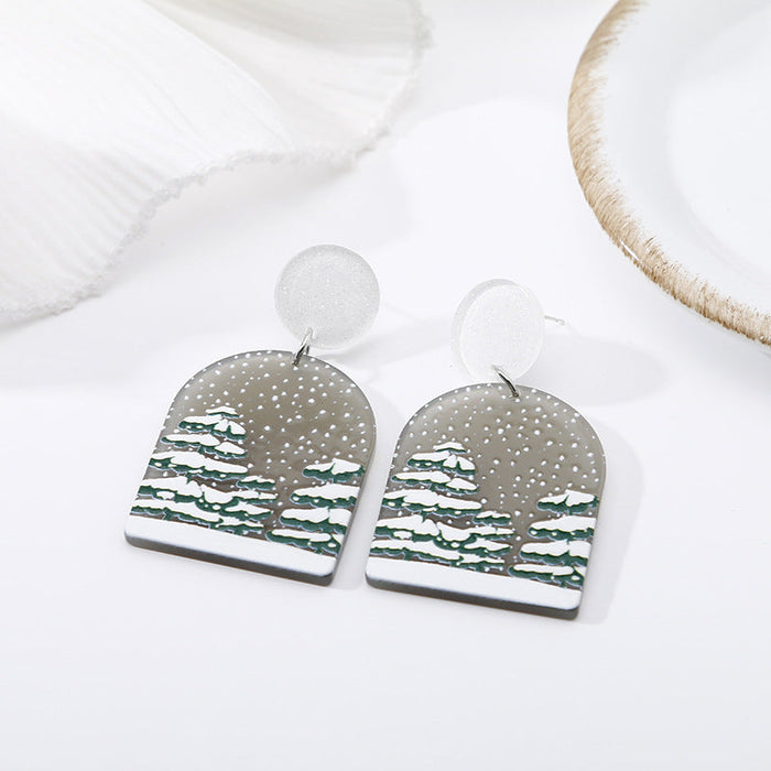 Wholesale christmas snowflake acrylic earrings in Europe and America JDC-ES-YN107 Earrings JoyasDeChina Grey Christmas Tree Earrings Wholesale Jewelry JoyasDeChina Joyas De China