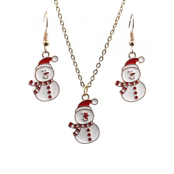 Wholesale Christmas Snowman Alloy Earrings Necklace Set JDC-ES-ML071 Earrings JoyasDeChina Wholesale Jewelry JoyasDeChina Joyas De China