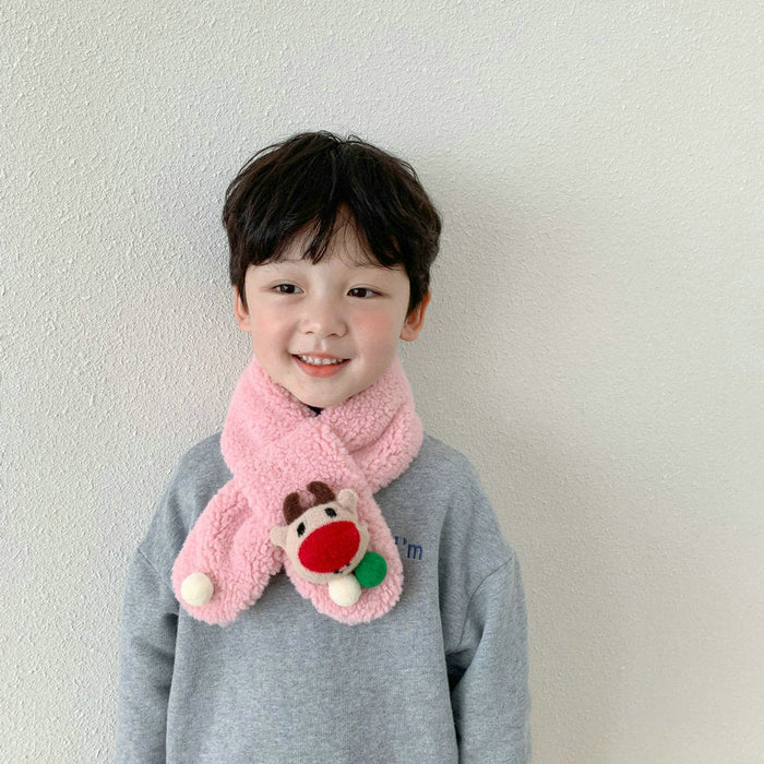 Wholesale Christmas solid Plush children scarf JDC-SC-LH005 scarf 旅禾 pink Wholesale Jewelry JoyasDeChina Joyas De China