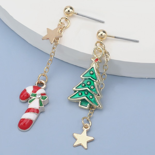 Wholesale christmas tree cane alloy earrings JDC-ES-JY002 Earrings JoyasDeChina Wholesale Jewelry JoyasDeChina Joyas De China