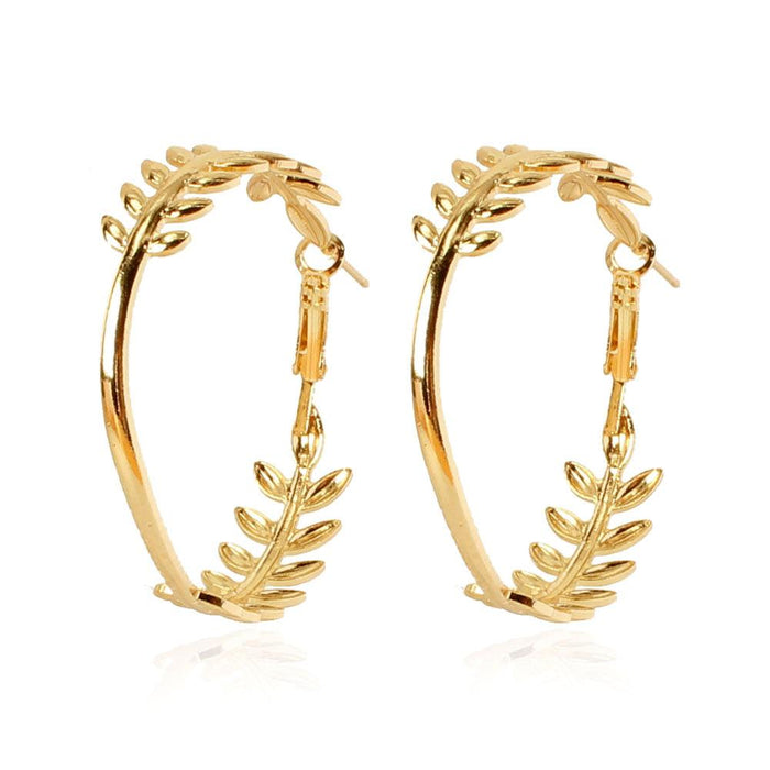 Wholesale circular leaf hollow metal earrings JDC-ES-TC171 Earrings JoyasDeChina golden Wholesale Jewelry JoyasDeChina Joyas De China