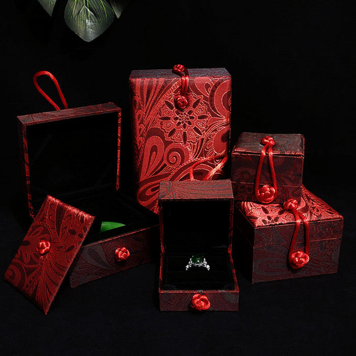 Wholesale classical jewelry box with outer cotton cloth and inner velvet JDC-JP-HuaJ005 Jewelry packaging 花涧 red Ring box Wholesale Jewelry JoyasDeChina Joyas De China