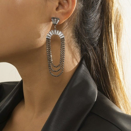 Wholesale claw chain alloy copper ear hook rhinestone earrings JDC-ES-DN004 Earrings 道妮 Wholesale Jewelry JoyasDeChina Joyas De China