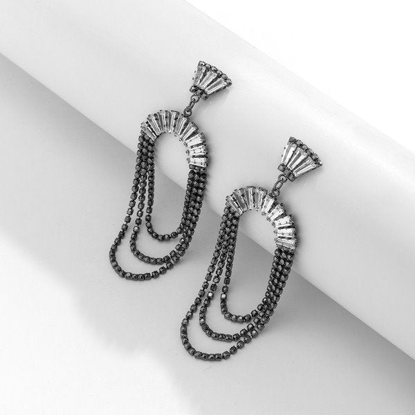 Wholesale claw chain alloy copper ear hook rhinestone earrings JDC-ES-DN004 Earrings 道妮 Wholesale Jewelry JoyasDeChina Joyas De China