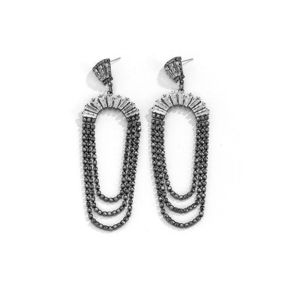 Wholesale claw chain alloy copper ear hook rhinestone earrings JDC-ES-DN004 Earrings 道妮 black Wholesale Jewelry JoyasDeChina Joyas De China