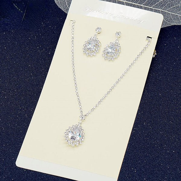 Wholesale Claw Chain Rhinestone Zircon Necklace Earring Set JDC-NE-JX009 Necklaces 锦希 Wholesale Jewelry JoyasDeChina Joyas De China