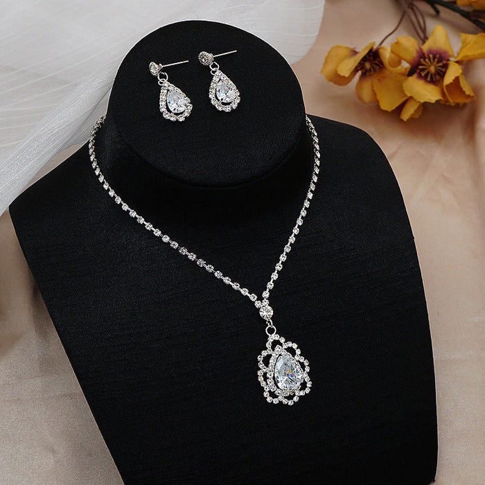 Wholesale Claw Chain Rhinestone Zircon Necklace Earrings Set JDC-NE-JX039 Necklaces 锦希 Wholesale Jewelry JoyasDeChina Joyas De China
