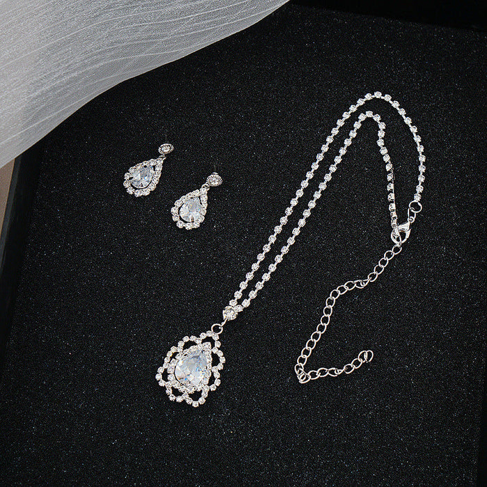 Wholesale Claw Chain Rhinestone Zircon Necklace Earrings Set JDC-NE-JX039 Necklaces 锦希 Wholesale Jewelry JoyasDeChina Joyas De China