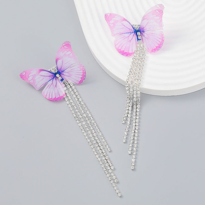Wholesale Claw Chain Tassel Butterfly Rhinestone Alloy Earrings JDC-ES-JL957 Earrings 氿乐 Wholesale Jewelry JoyasDeChina Joyas De China