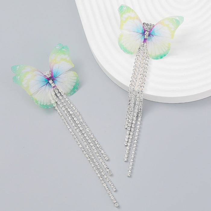 Wholesale Claw Chain Tassel Butterfly Rhinestone Alloy Earrings JDC-ES-JL957 Earrings 氿乐 Wholesale Jewelry JoyasDeChina Joyas De China