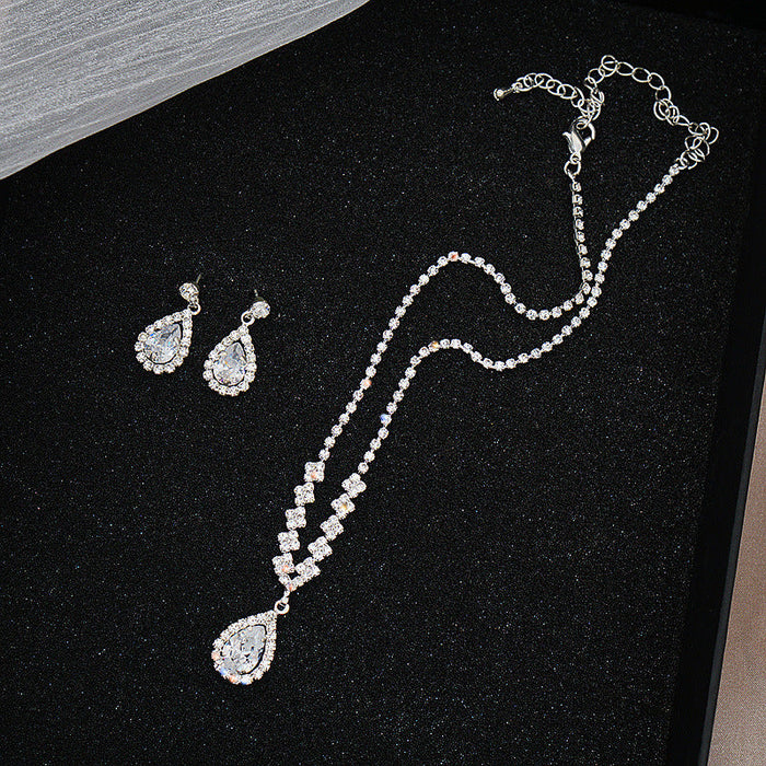 Wholesale Claw Chain Zircon Rhinestone Necklace Earrings Set JDC-NE-JX035 Necklaces 锦希 Wholesale Jewelry JoyasDeChina Joyas De China