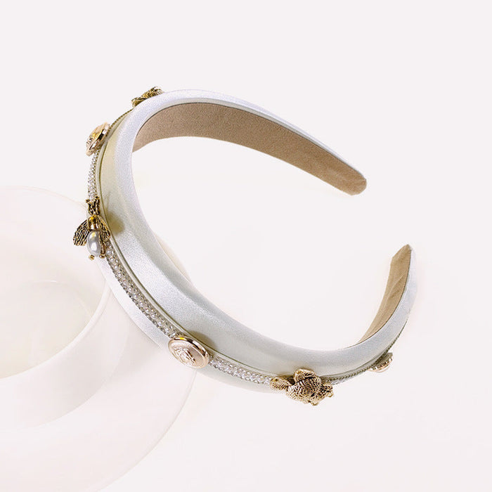 Wholesale cloth bee alloy pearl rhinestone rabbit headband JDC-HD-O108 Headband JoyasDeChina Wholesale Jewelry JoyasDeChina Joyas De China