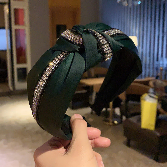 Wholesale cloth knotted Headband JDC-HD-SJ078 Headband JoyasDeChina New diamond ant knot dark green Wholesale Jewelry JoyasDeChina Joyas De China