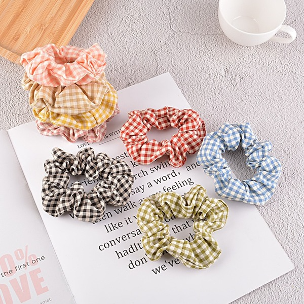 Bulk Jewelry Wholesale cloth Plaid Hair Scrunchies JDC-HS-K034 Wholesale factory from China YIWU China