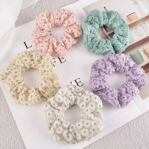 Bulk Jewelry Wholesale cloth small flower embroidery Hair Scrunchies JDC-HS-K082 Wholesale factory from China YIWU China