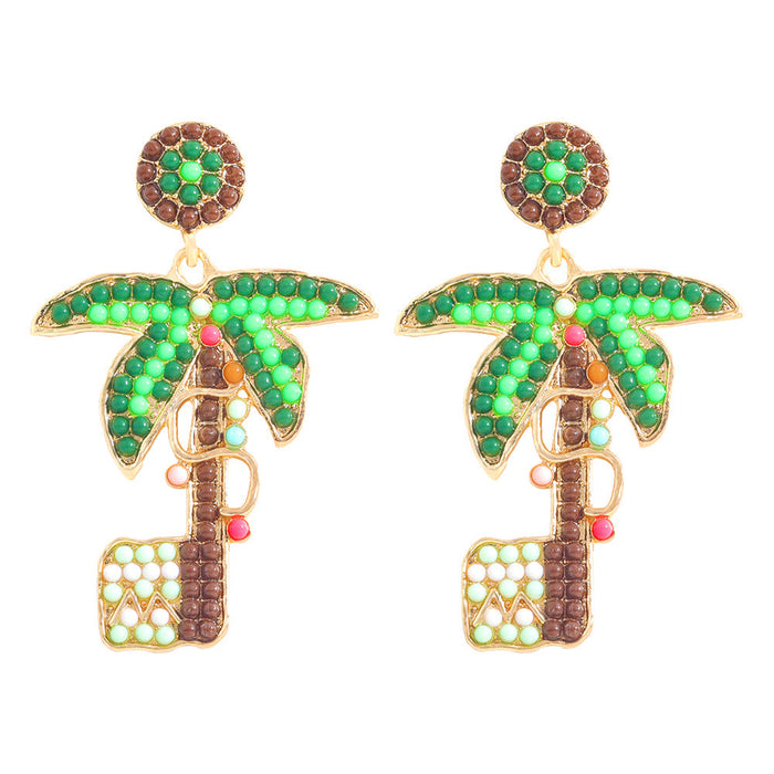 Wholesale coconut tree alloy diamond earrings JDC-ES-JQ154 Earrings JoyasDeChina Beads Wholesale Jewelry JoyasDeChina Joyas De China