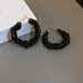 Wholesale coffee leather Circle Earrings JDC-ES-BY037 Earrings 宝钰 black Wholesale Jewelry JoyasDeChina Joyas De China