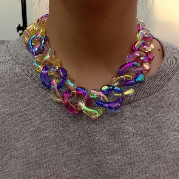 Bulk Jewelry Wholesale color acrylic chain hollow exaggerated Necklace JDC-NE-GSKJ001 Wholesale factory from China YIWU China