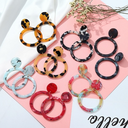 Bulk Jewelry Wholesale color acrylic leopard print color matching hollow earrings JDC-ES-RXB002 Wholesale factory from China YIWU China