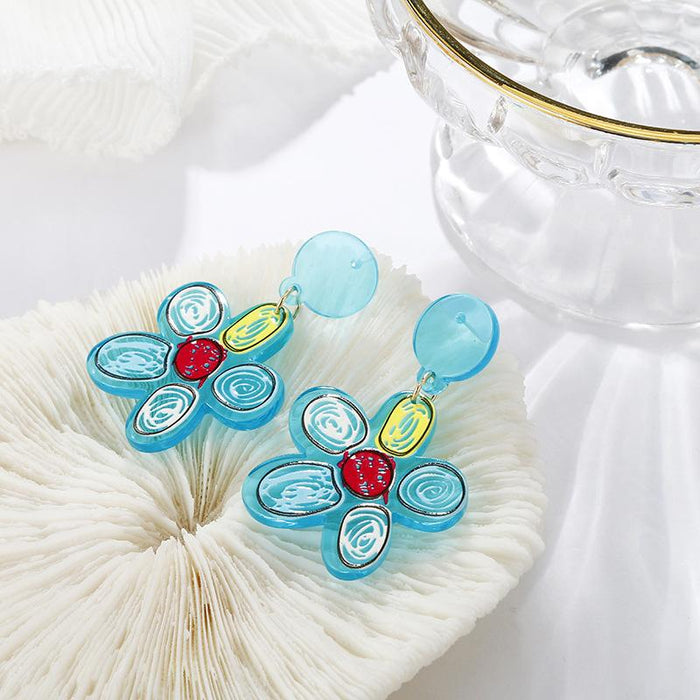 Bulk Jewelry Wholesale color acrylic small yellow flower earrings JDC-ES-YN038 Wholesale factory from China YIWU China