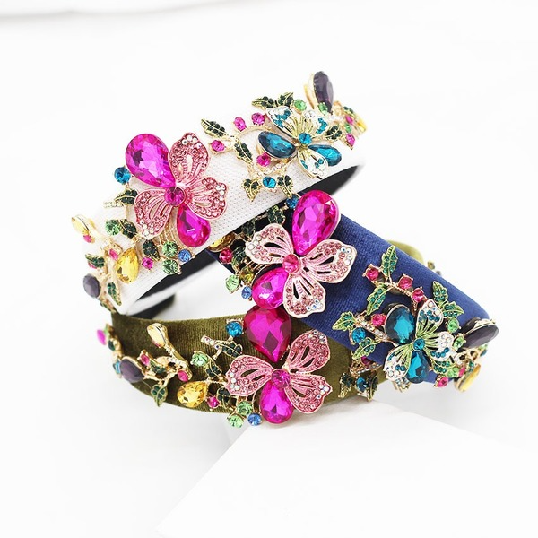 Bulk Jewelry Wholesale color alloy color drill big horn flower hair hoops JDC-HD-JB012 Wholesale factory from China YIWU China