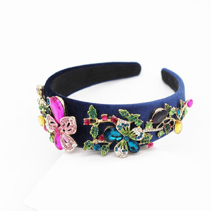 Bulk Jewelry Wholesale color alloy color drill big horn flower hair hoops JDC-HD-JB012 Wholesale factory from China YIWU China