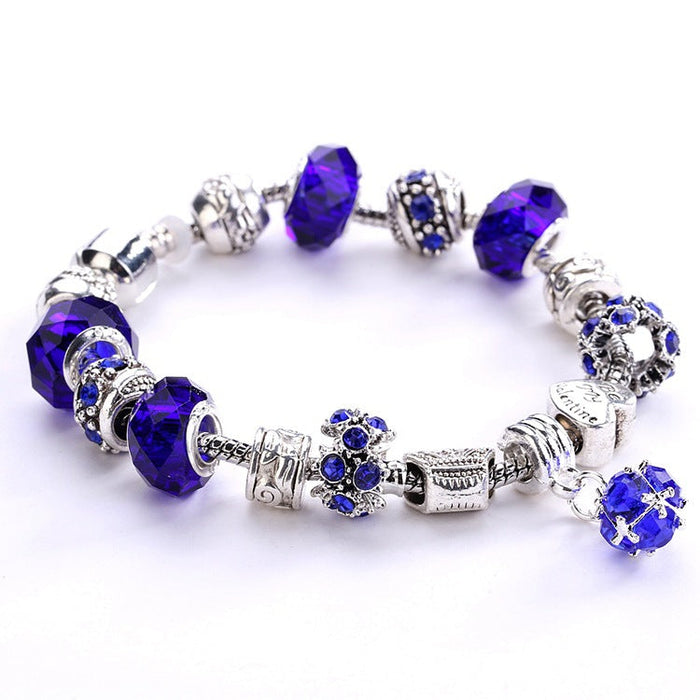 Wholesale color alloy crystal beaded bracelet JDC-BT-GSPD006 Bracelet JoyasDeChina AA01 blue 18cm Wholesale Jewelry JoyasDeChina Joyas De China