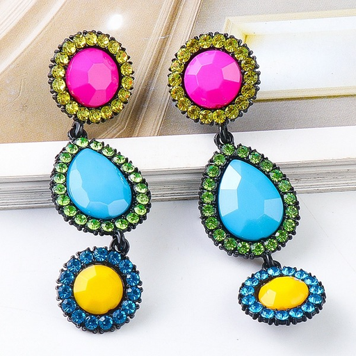 Wholesale color alloy crystal earrings JDC-ES-JR027 Earrings JoyasDeChina Wholesale Jewelry JoyasDeChina Joyas De China
