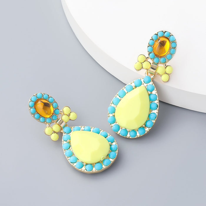 Wholesale color alloy drop-shaped acrylic Rhinestone earrings JDC-ES-CL010 Earrings JoyasDeChina Yellow Wholesale Jewelry JoyasDeChina Joyas De China