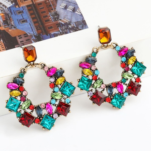 Bulk Jewelry Wholesale color alloy-encrusted full diamond earrings JDC-ES-GSCL008 Wholesale factory from China YIWU China