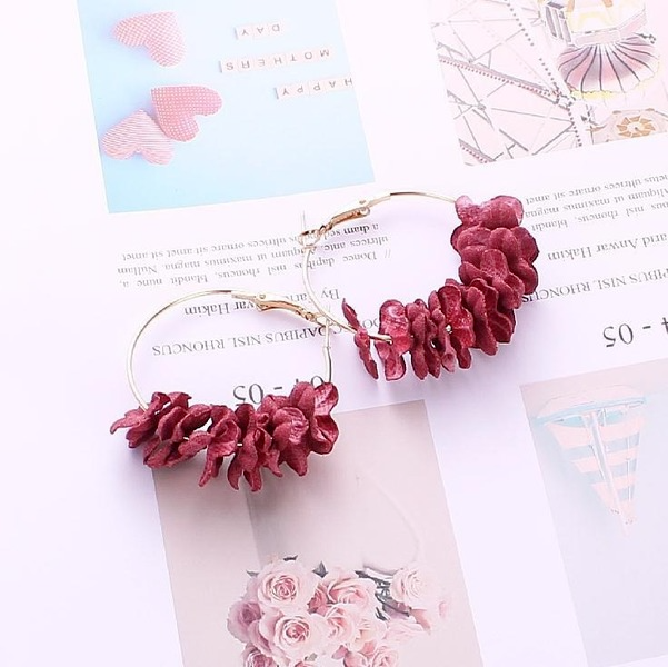 Bulk Jewelry Wholesale color alloy fabric flower flash diamond earrings JDC-ES-RL111 Wholesale factory from China YIWU China