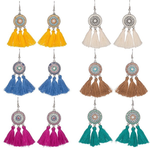 Bulk Jewelry Wholesale color alloy fabric tassel long earrings JDC-ES-GSKUNJ041 Wholesale factory from China YIWU China