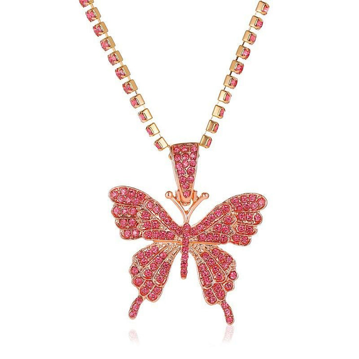 Bulk Jewelry Wholesale color alloy full drill single-layer butterfly necklace JDC-NE-GSD001 Wholesale factory from China YIWU China