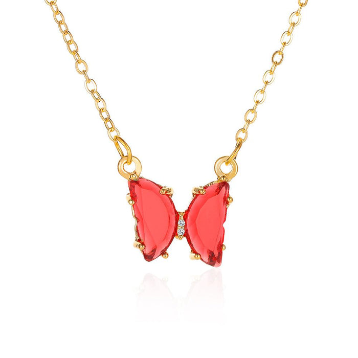 Bulk Jewelry Wholesale color alloy glass crystal butterfly necklace JDC-NE-D558 Wholesale factory from China YIWU China