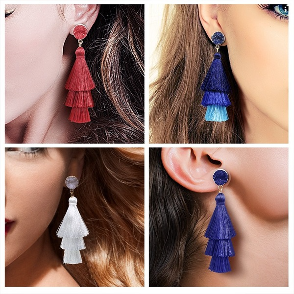Bulk Jewelry Wholesale color alloy gradient flue suede earrings JDC-ES-D436 Wholesale factory from China YIWU China