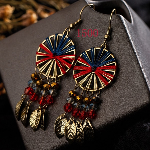 Bulk Jewelry Wholesale color alloy hand-woven cotton yarn, rice beads and tassels earrings JDC-ES-KJ091 Wholesale factory from China YIWU China