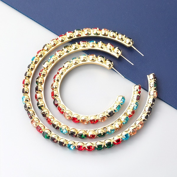 Bulk Jewelry Wholesale color alloy inlaid round water drill Earrings JDC-ES-CL018 Wholesale factory from China YIWU China