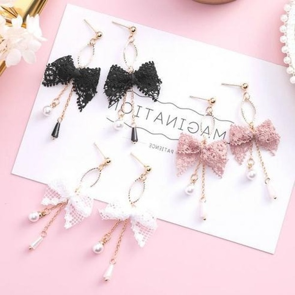 Bulk Jewelry Wholesale color alloy lace bow Tassel Earrings JDC-ES-RL030 Wholesale factory from China YIWU China