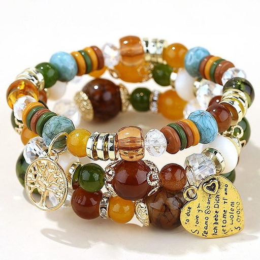 Bulk Jewelry Wholesale color alloy love life tree fall candy bead multi-layer bracelet JDC-BT-GSWY021 Wholesale factory from China YIWU China