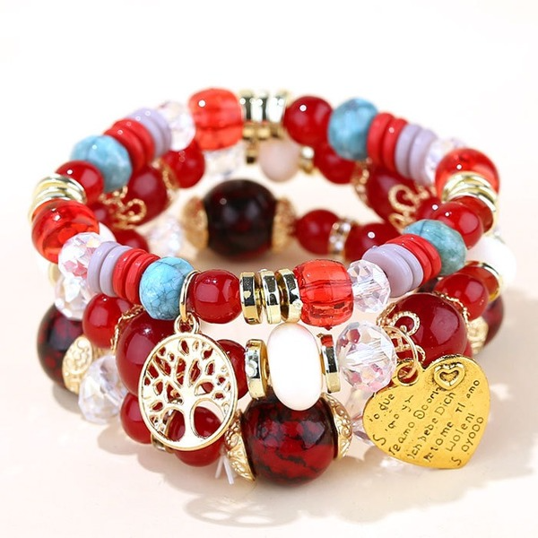 Bulk Jewelry Wholesale color alloy love life tree fall candy bead multi-layer bracelet JDC-BT-GSWY021 Wholesale factory from China YIWU China