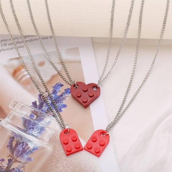 Bulk Jewelry Wholesale Color Alloy Love Pendant Double Bead Chain Necklace JDC-NE-F330 Wholesale factory from China YIWU China