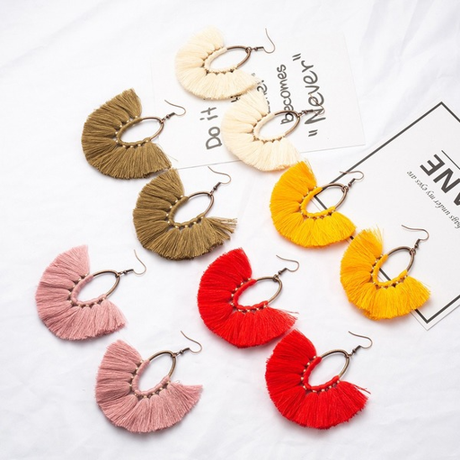 Bulk Jewelry Wholesale color alloy oval tassel earrings JDC-ES-KJ002 Wholesale factory from China YIWU China