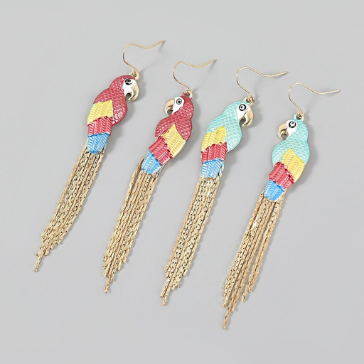 Bulk Jewelry Wholesale color alloy painted parrot tassel earrings JDC-ES-CL017 Wholesale factory from China YIWU China