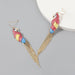 Wholesale color alloy painted parrot tassel earrings JDC-ES-CL017 Earrings JoyasDeChina redcolor Wholesale Jewelry JoyasDeChina Joyas De China