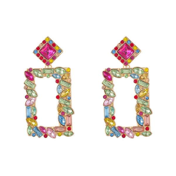 Bulk Jewelry Wholesale color alloy rectangular drill drill color diamond earrings JDC-ES-RXCL002 Wholesale factory from China YIWU China
