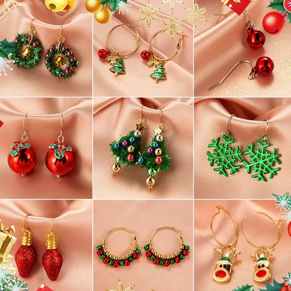 Bulk Jewelry Wholesale color alloy Santa Snowman Bell Earrings JDC-ES-GSMH052 Wholesale factory from China YIWU China