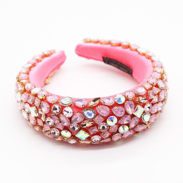 Bulk Jewelry Wholesale color alloy water drill wide-edge hair hoop JDC-HD-GSJB001 Wholesale factory from China YIWU China
